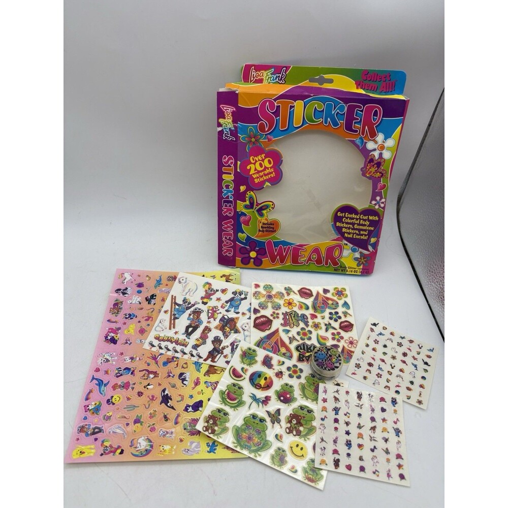 Vintage Lisa Frank Sticker Wear Body Nail Stickers Glitter Partial Set 1990s
